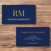 Deep Navy Gold Monogram Personalized Name Luxury  名刺