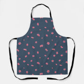 Deep Navy Japanese Red Plum Blossom Floral Pattern エプロン (正面)