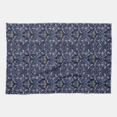 Deep Navy Menorah William Morris Pattern キッチンタオル (横)