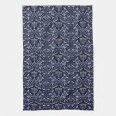 Deep Navy Menorah William Morris Pattern キッチンタオル (縦)