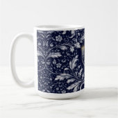 Deep Navy Menorah William Morris Pattern コーヒーマグカップ (左)