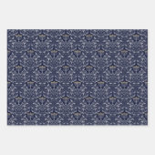 Deep Navy Menorah William Morris Pattern ラッピングペーパーシート (正面3)