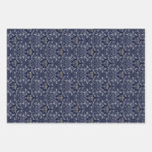 Deep Navy Menorah William Morris Pattern ラッピングペーパーシート (正面2)