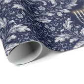 Deep Navy Menorah William Morris Pattern ラッピングペーパー (ロールコーナー)