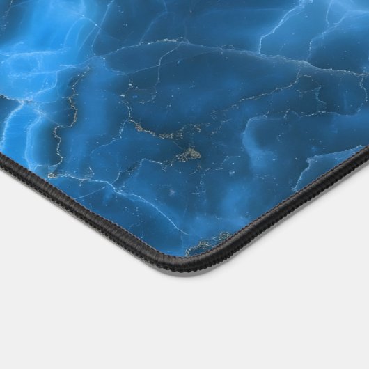 Deep Ocean Blue Agate Stone Abstract Large Office デスクマット (コーナー)