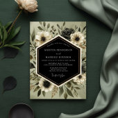 Deep Olive Botanical Romance Wedding 招待状