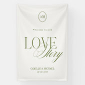 Deep Olive Green ウェルカム ウェディング ヴィニール 横断幕 (縦)