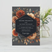 Deep Orange Floral Autumn Wedding 招待状 (スタンド正面)