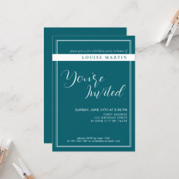 Deep Petrol Custom Birthday Invitation 招待状