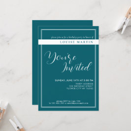 Deep Petrol Custom Birthday Invitation 招待状