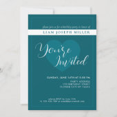 Deep Petrol Custom Script Birthday Invitation 招待状 (正面)