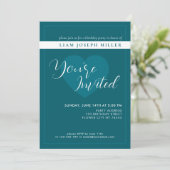 Deep Petrol Custom Script Birthday Invitation 招待状 (スタンド正面)