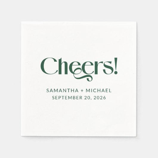 Deep Pine Decorative Serif 2 ウェディング Cheers スタンダードカクテルナプキン (正面)