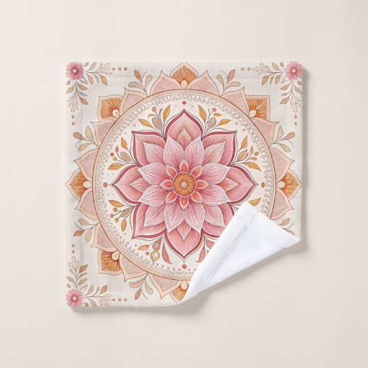 Deep Pink Eye Catching Floral Design Wash Cloth ウォッシュタオル (ウォッシュタオル)