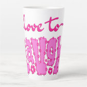 Deep Pink Floral Chunky Text Slogan With Name カフェラテマグ (正面)