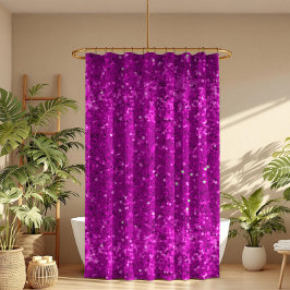 Deep Pink Glam Faux Glitter Pattern シャワーカーテン