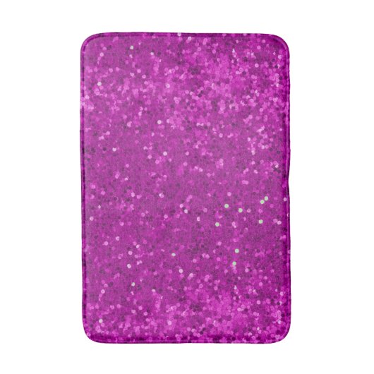 Deep Pink Glam Faux Glitter Pattern バスマット (正面縦)