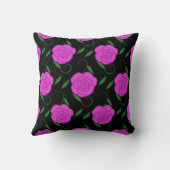 Deep Pink Roses On Black Love You クッション (裏面)