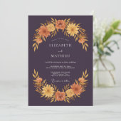 Deep Plum Floral Autumn Wedding 招待状 (スタンド正面)