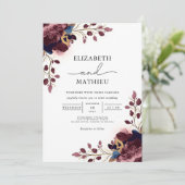 Deep Plum Floral Botanical Wedding 招待状 (スタンド正面)