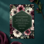 Deep Plum Floral Enchantment Wedding 招待状