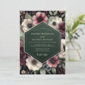 Deep Plum Floral Enchantment Wedding 招待状 (スタンド正面)
