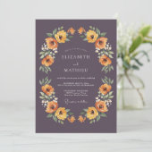 Deep Plum Floral Flourish Wedding 招待状 (スタンド正面)
