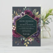Deep Plum Floral Moody Wedding 招待状 (スタンド正面)