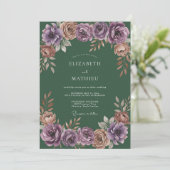 Deep Plum Floral Romance Wedding 招待状 (スタンド正面)