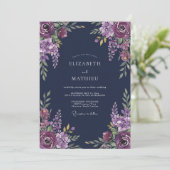 Deep Plum Floral Romantic Wedding 招待状 (スタンド正面)