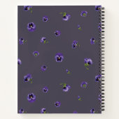 Deep Plum Gray Purple Pansy Floral Pattern ノートブック (裏面)