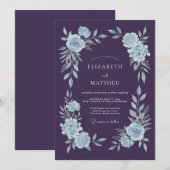Deep Purple Alluring Winter Wedding 招待状 (正面/裏面)