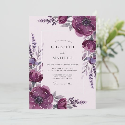 Deep Purple Ethereal Spring Wedding 招待状 (スタンド正面)