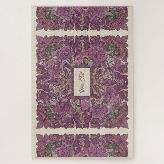 Deep Purple Floral Intricate Jigsaw Puzzle ジグソーパズル (縦)