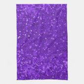 Deep Purple Glam Faux Glitter Pattern キッチンタオル (縦)