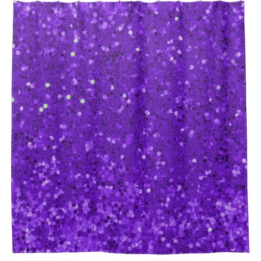 Deep Purple Glam Faux Glitter Pattern シャワーカーテン (正面)