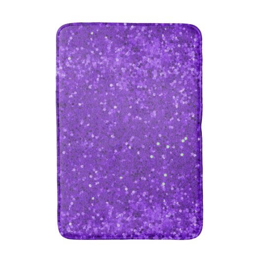 Deep Purple Glam Faux Glitter Pattern バスマット (正面縦)