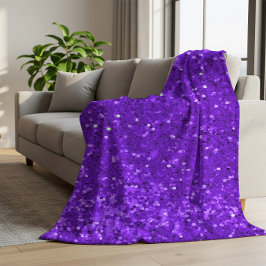 Deep Purple Glam Faux Glitter Pattern フリースブランケット