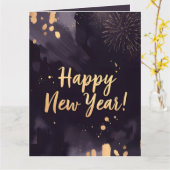 Deep Purple Strokes-New Year's Card カード (黄色い花)