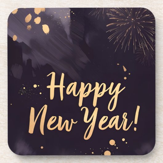 Deep Purple Strokes-New Year's Card コースター (正面)