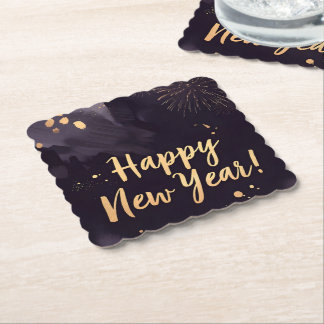 Deep Purple Strokes-New Year's Card ペーパーコースター