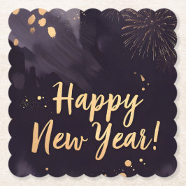 Deep Purple Strokes-New Year's Card ペーパーコースター