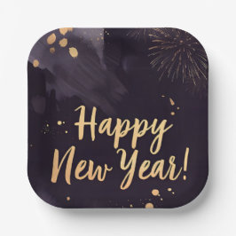 Deep Purple Strokes-New Year's Card ペーパープレート