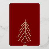 Deep Red 4 Green Pink Gold Christmas Trees  箔招待状 (裏面)