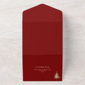Deep Red 4 Green Pink Gold Christmas Trees Party  オールインワン招待状 (外側)