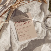 Deep Red Blue Whimsical Modern Photo Wedding 招待状