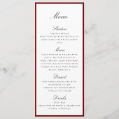 Deep Red Border Wedding Menu Card メニュー (正面)