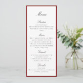 Deep Red Border Wedding Menu Card メニュー (スタンド正面)