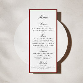 Deep Red Border Wedding Menu Card メニュー