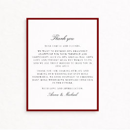 Deep Red Border Wedding Thank You Card セーブザデート